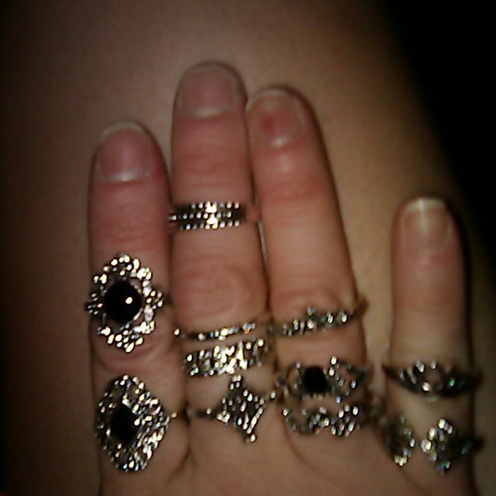 Vintage Bohemian rings Silvertone